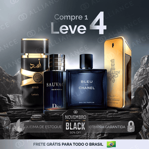 Kit 4 Perfumes Importados - Lattafa ASAD I 1Million I Sauvage I Bleu (100ml) - [JANEIRO BLACK]