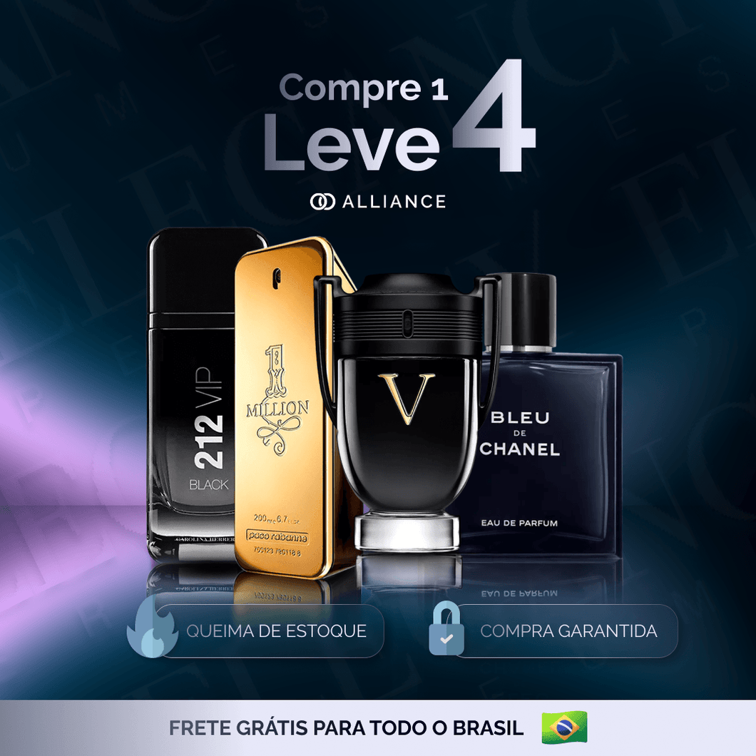 4 Perfumes Masculinos Importados (100 ml)  - 1 million | 212 black | Invictus V| Bleu